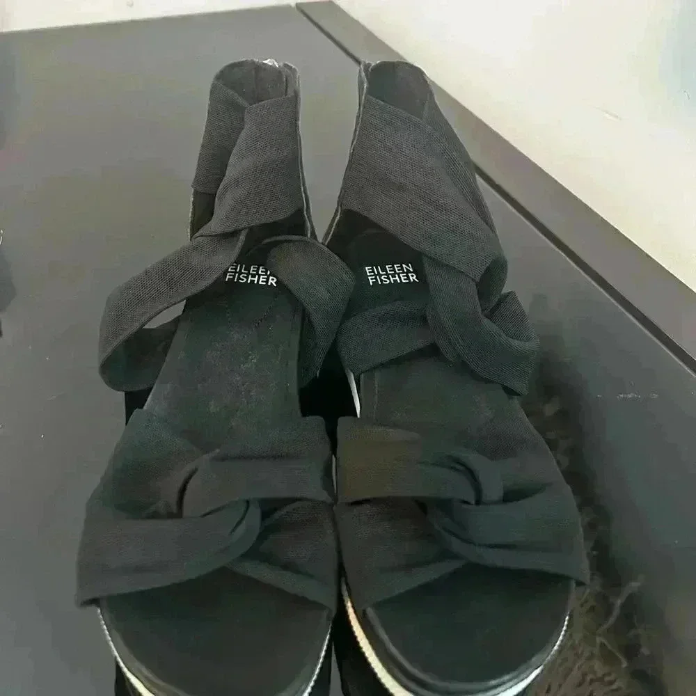 Eileen Fisher Zanya Black Mesh Womens Sneaker Sandal 6.5